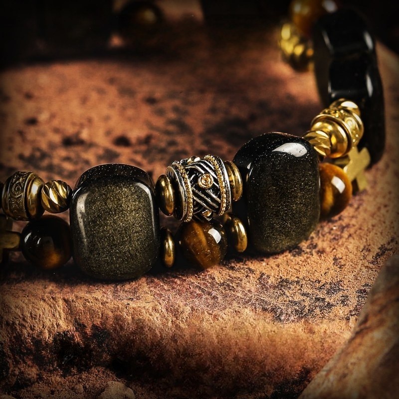 Gold Obsidian Tiger Eye Bracelet