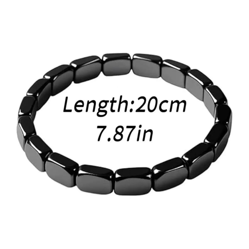 Hematite black stone square bead bracelet