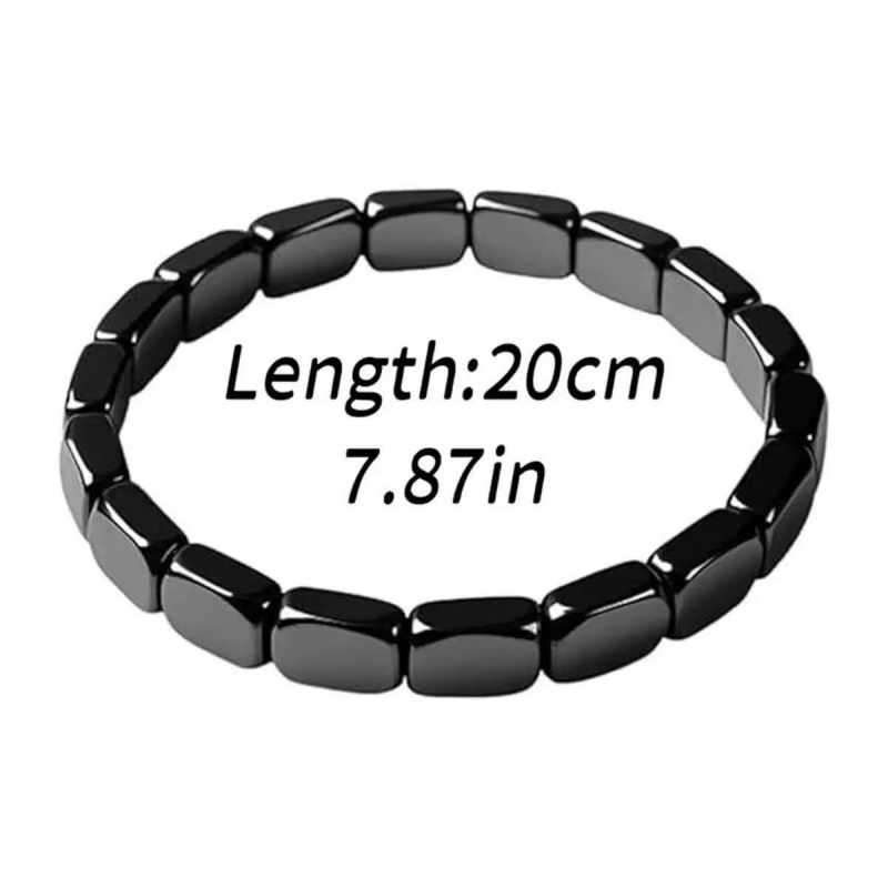 Hematite black stone square bead bracelet