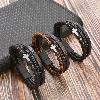 Cross Leather & Black Obsidian Bracelet