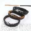 Cross Leather & Black Obsidian Bracelet
