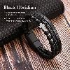 Cross Leather & Black Obsidian Bracelet