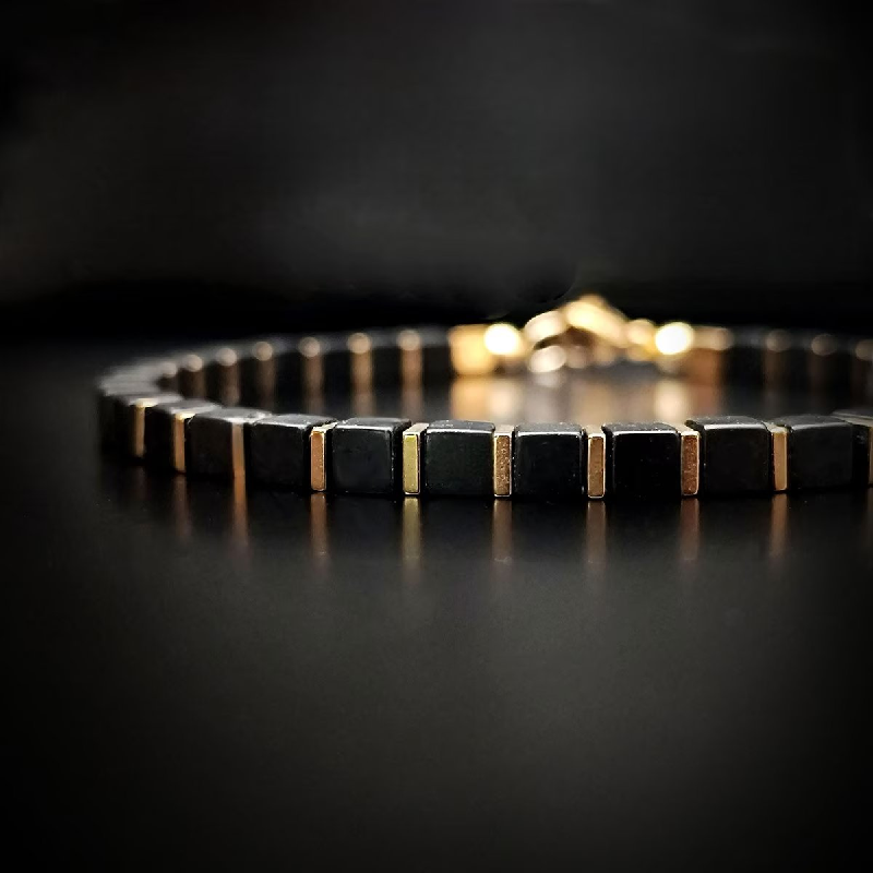 Square Obsidian Fortune Bracelet