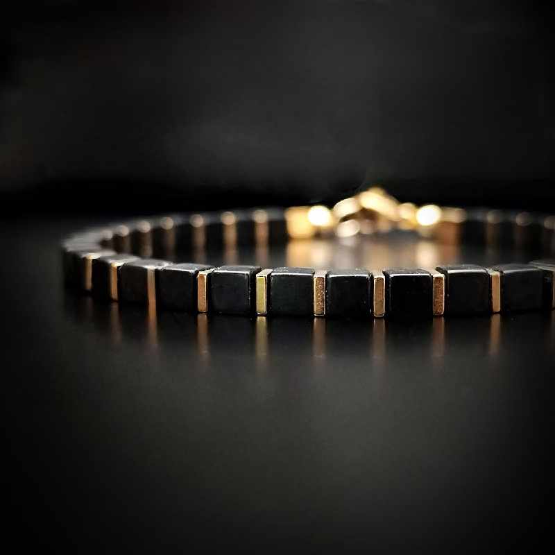 Square Obsidian Fortune Bracelet