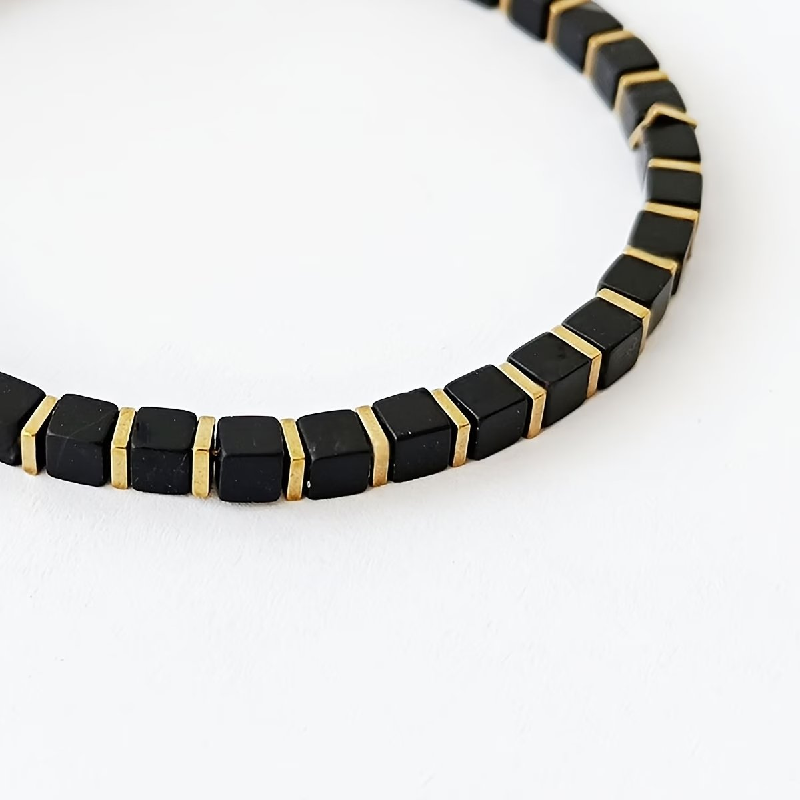 Square Obsidian Fortune Bracelet