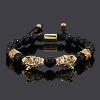 Double leopard black stone bracelet