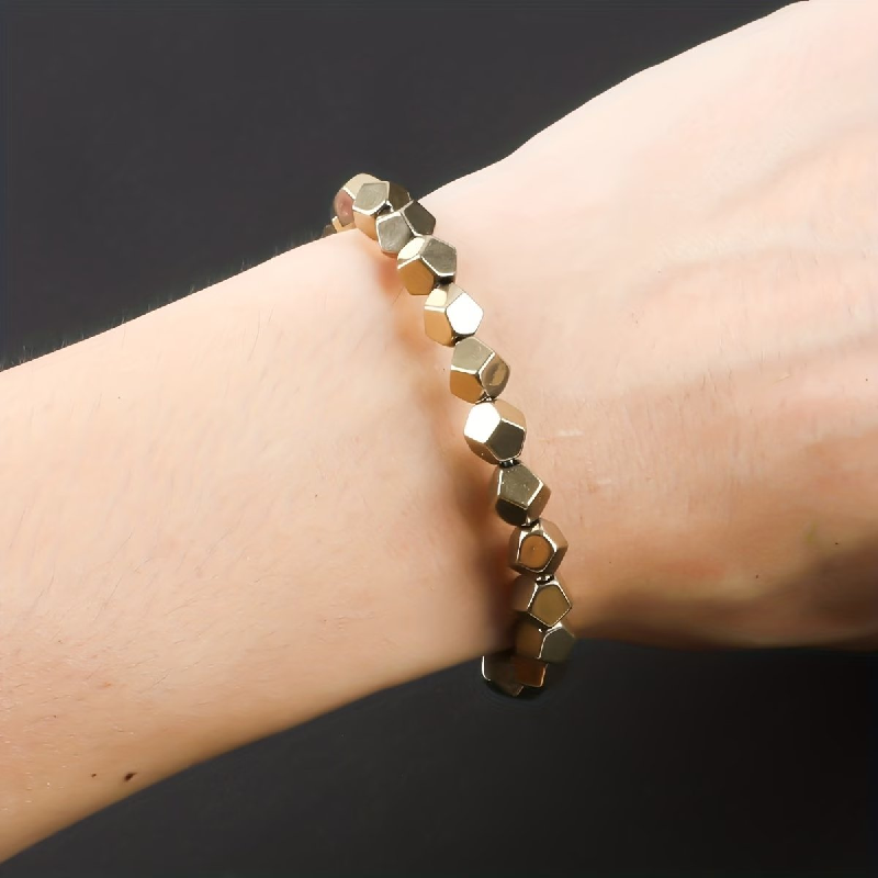 Raw pyrite bracelet for wealth energy