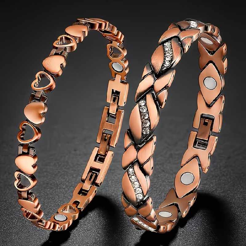 2pcs Women's Copper Magnetic Bracelet Equipped with 99.9% Pure Copper Magnet - Exquisite Gift