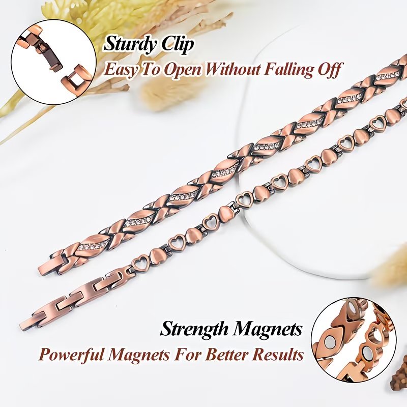 2pcs Women's Copper Magnetic Bracelet Equipped with 99.9% Pure Copper Magnet - Exquisite Gift
