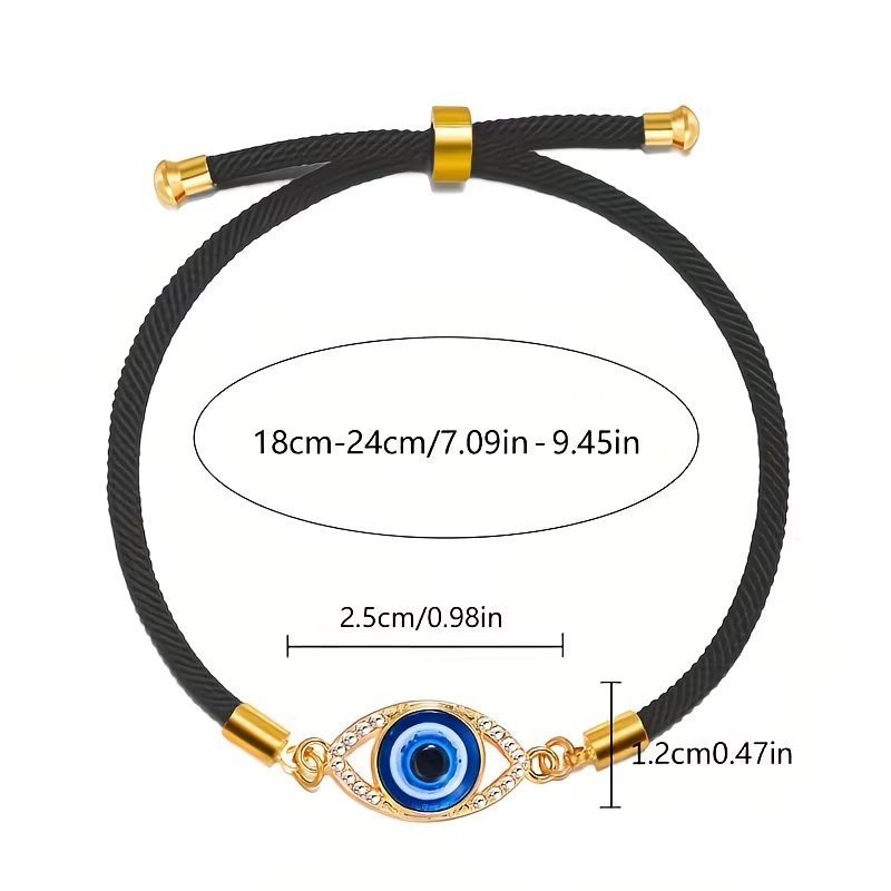 1pc of Women'S Fashion Bracelet Evil Eye Alloy Dripping Oil Bracelet Turkish Pull Adjustable Bracelet Suitable for Easter Graduation Season Mother'S Day Best Gift