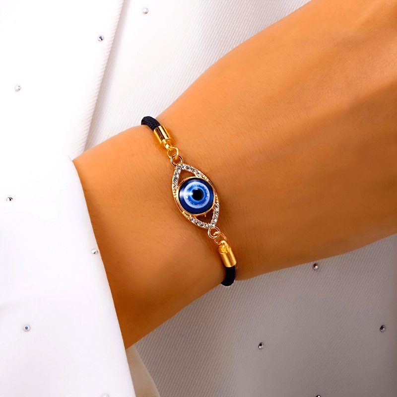 1pc of Women'S Fashion Bracelet Evil Eye Alloy Dripping Oil Bracelet Turkish Pull Adjustable Bracelet Suitable for Easter Graduation Season Mother'S Day Best Gift