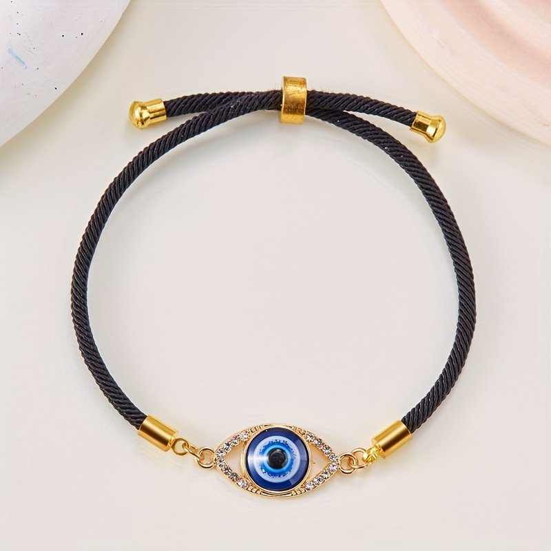 1pc of Women'S Fashion Bracelet Evil Eye Alloy Dripping Oil Bracelet Turkish Pull Adjustable Bracelet Suitable for Easter Graduation Season Mother'S Day Best Gift