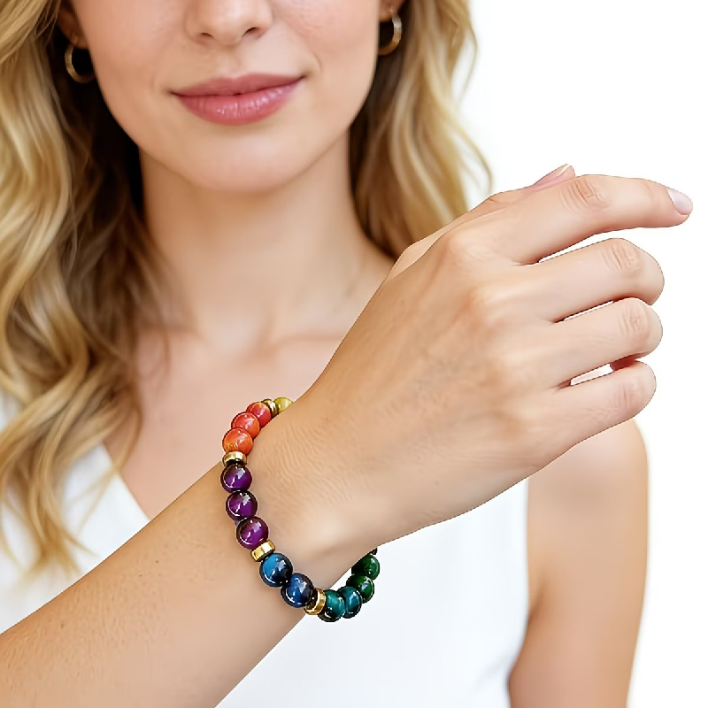 7 Chakra Tiger Eye Meditation Bracelet for Wealth & Mood Balance