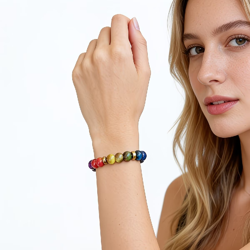 7 Chakra Tiger Eye Meditation Bracelet for Wealth & Mood Balance