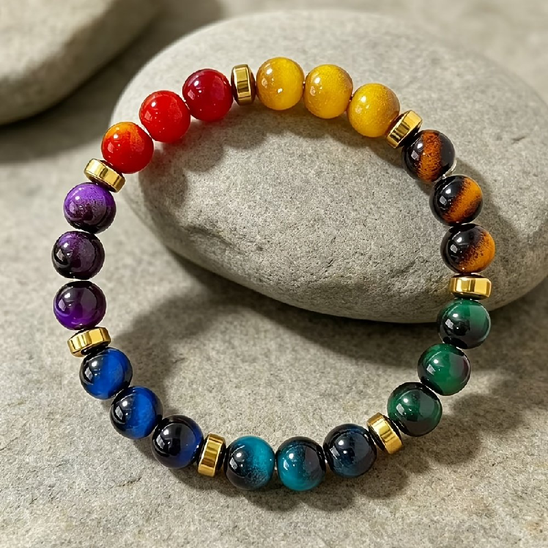 7 Chakra Tiger Eye Meditation Bracelet for Wealth & Mood Balance