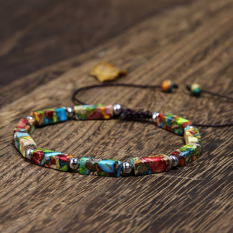 Multicolor natural stone infinity bracelet