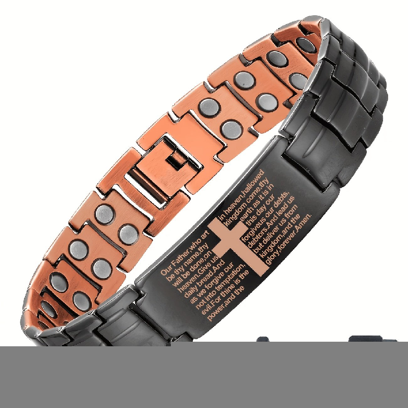 Vintage Copper Magnetic Cross Bracelet
