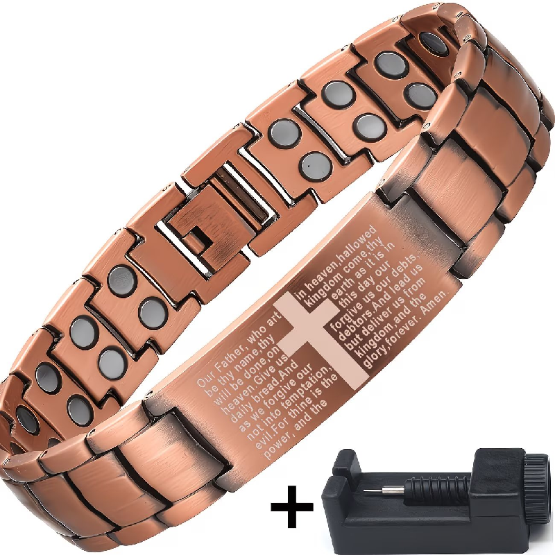 Vintage Copper Magnetic Cross Bracelet
