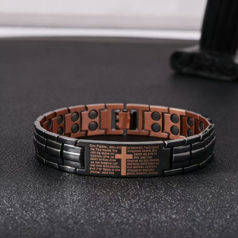 Vintage Copper Magnetic Cross Bracelet