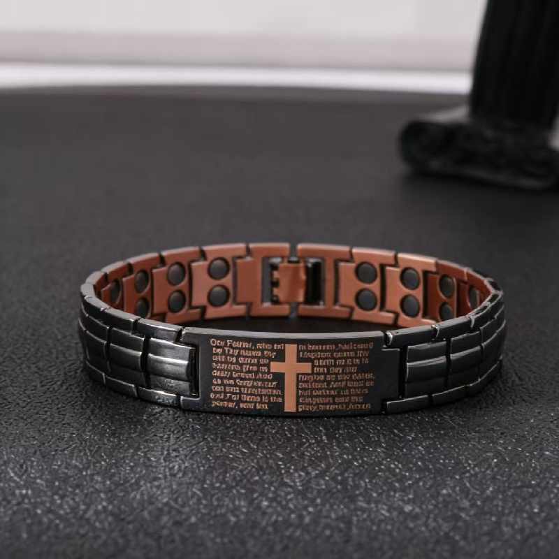 Vintage Copper Magnetic Cross Bracelet