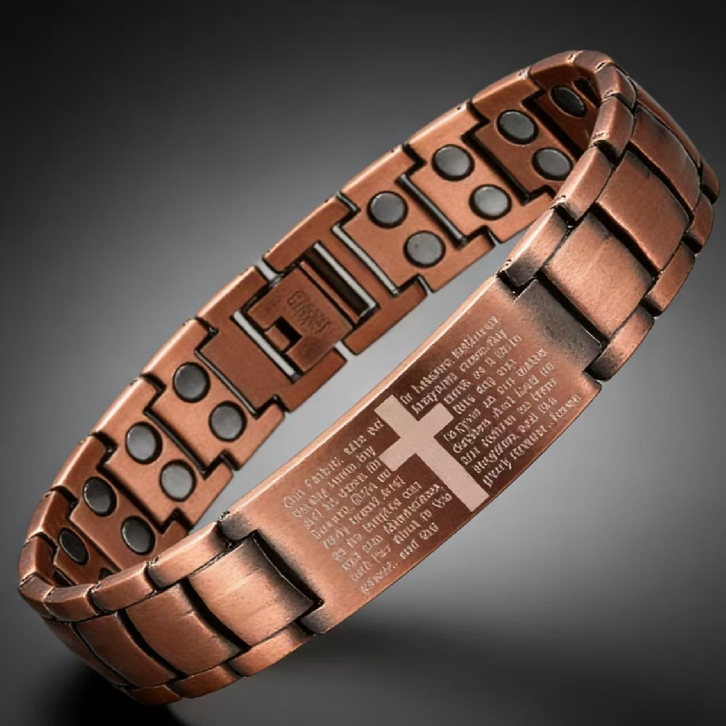 Vintage Copper Magnetic Cross Bracelet