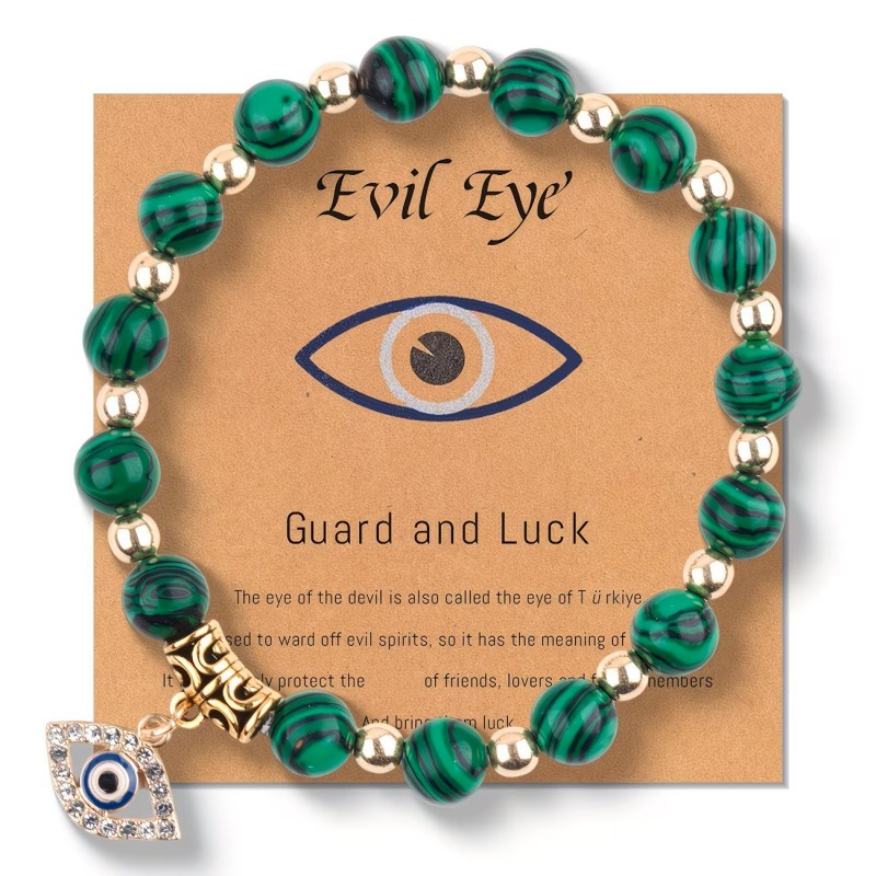 Evil Eye Cross Stone Bracelet