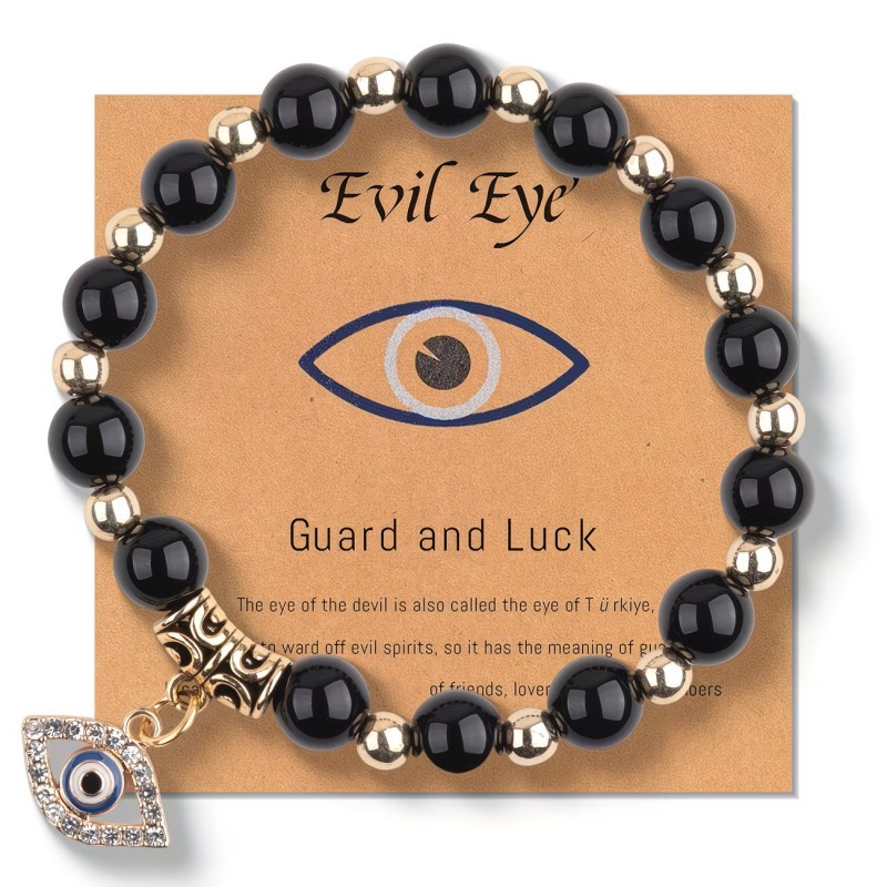 Evil Eye Cross Stone Bracelet