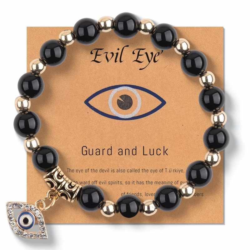 Evil Eye Cross Stone Bracelet