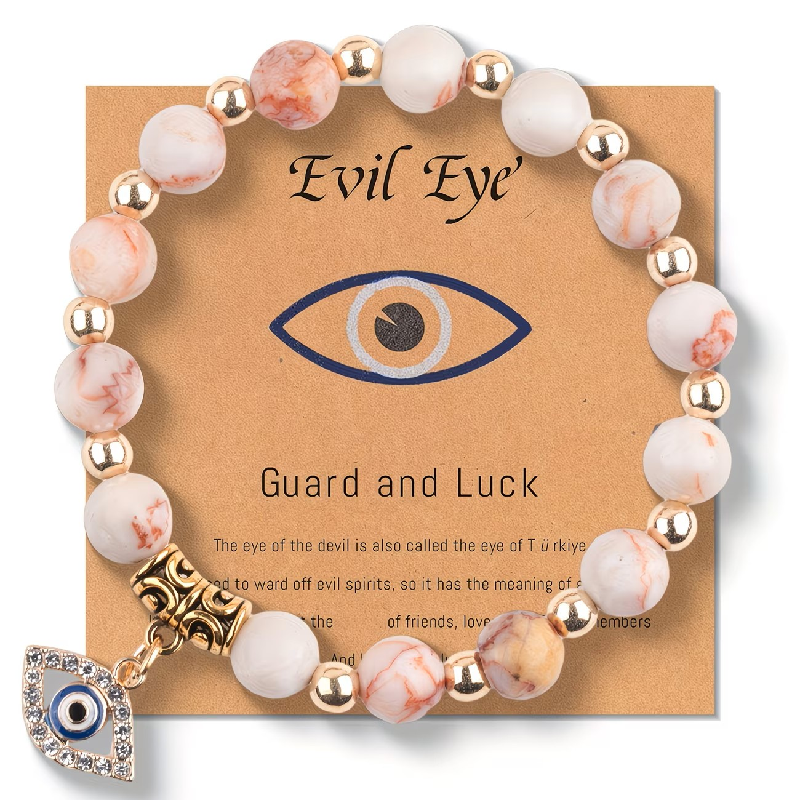 Evil Eye Cross Stone Bracelet