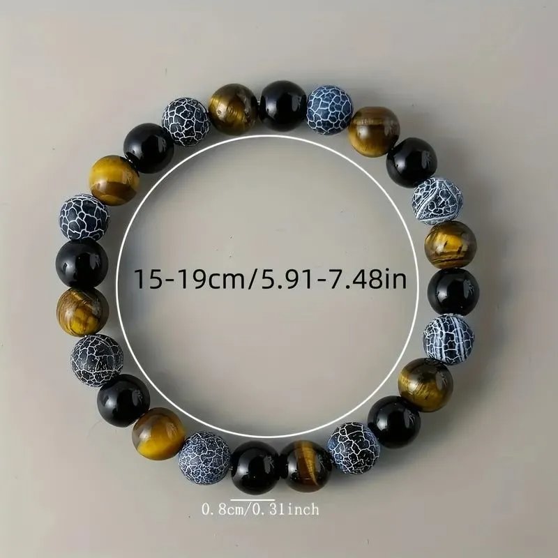 Feng Shui Black Onyx Tiger Eye Bracelet for Wealth Luck