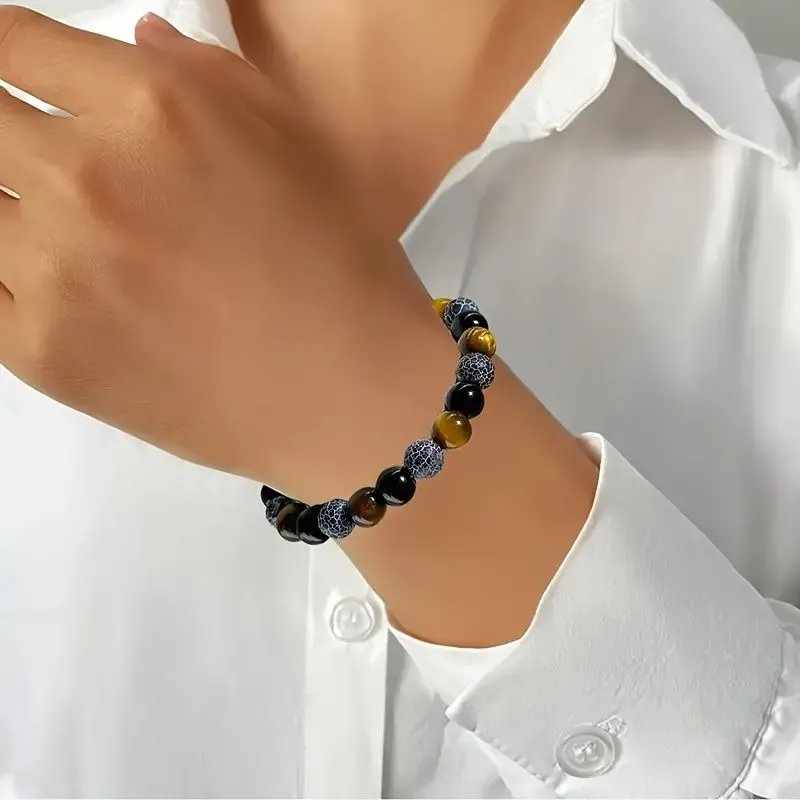 Feng Shui Black Onyx Tiger Eye Bracelet for Wealth Luck