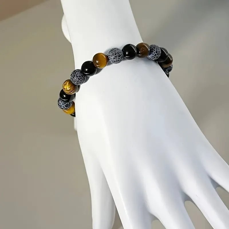 Feng Shui Black Onyx Tiger Eye Bracelet for Wealth Luck