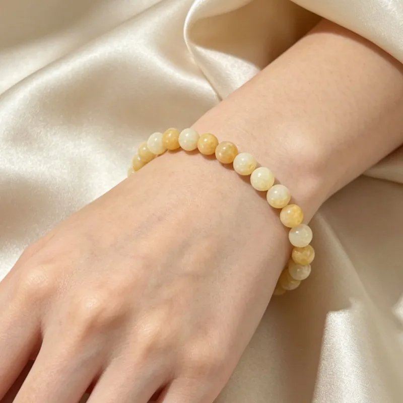 6mm Natural Yellow Jade Feng Shui Lucky Beaded Bracelet
