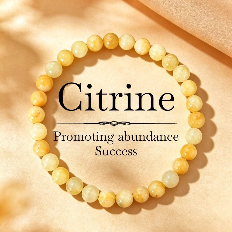 6mm Natural Yellow Jade Feng Shui Lucky Beaded Bracelet