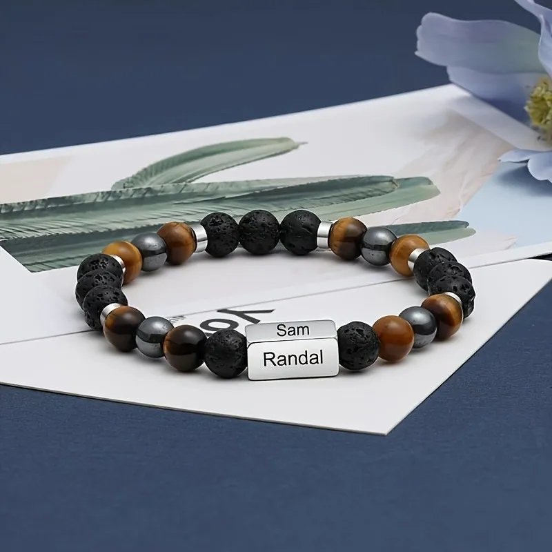 Men's Volcanic Stone Tiger Eye Feng Shui Lucky Bracelet