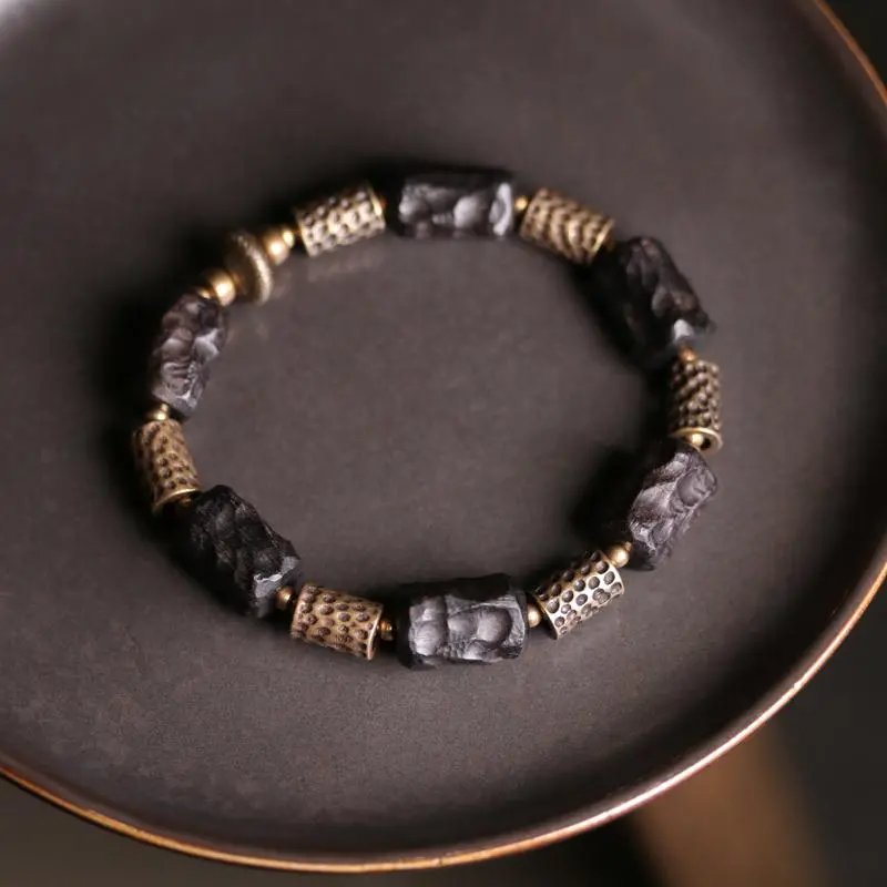 Handcrafted Retro Chinese Fengshui Ethnic Texture Bracelet for Men Women