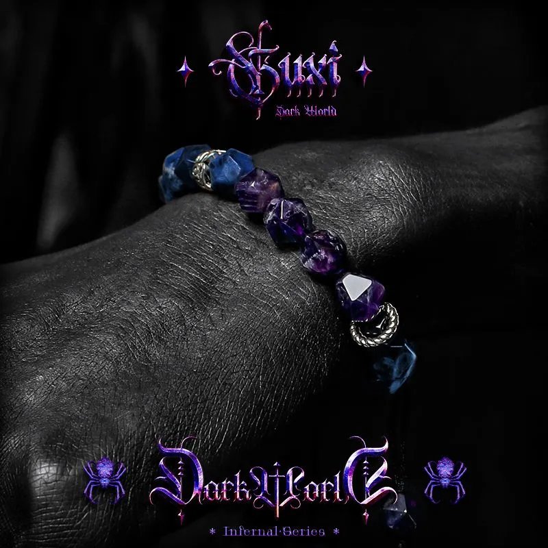 bracelet with charm - Dark Amethyst Energy