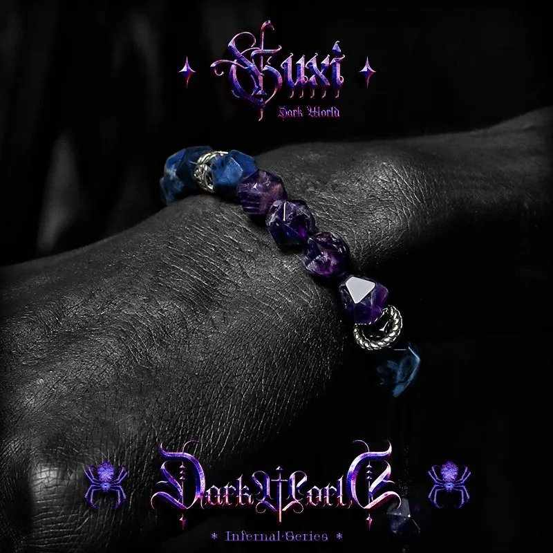 bracelet with charm - Dark Amethyst Energy
