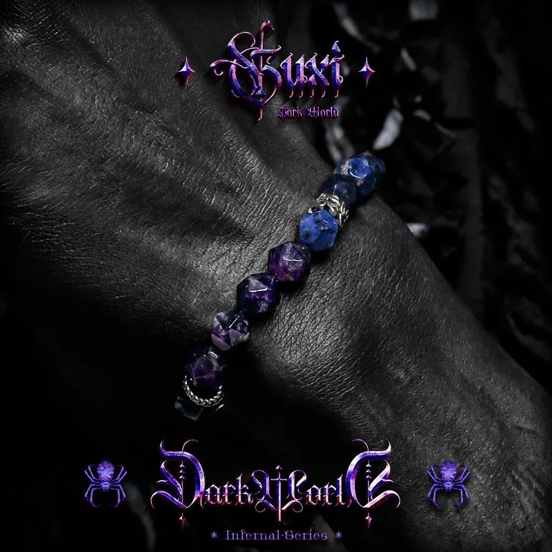 bracelet with charm - Dark Amethyst Energy