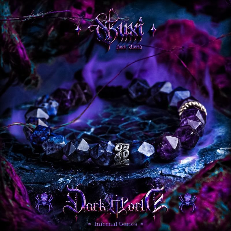 bracelet with charm - Dark Amethyst Energy
