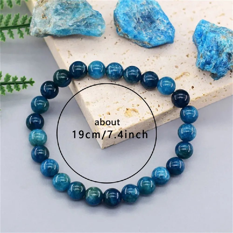 Natural Blue Apatite Fengshui Stone Bracelet for Men Women