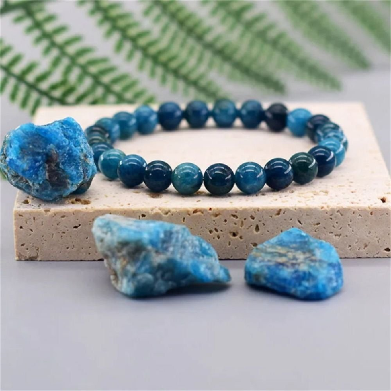 Natural Blue Apatite Fengshui Stone Bracelet for Men Women