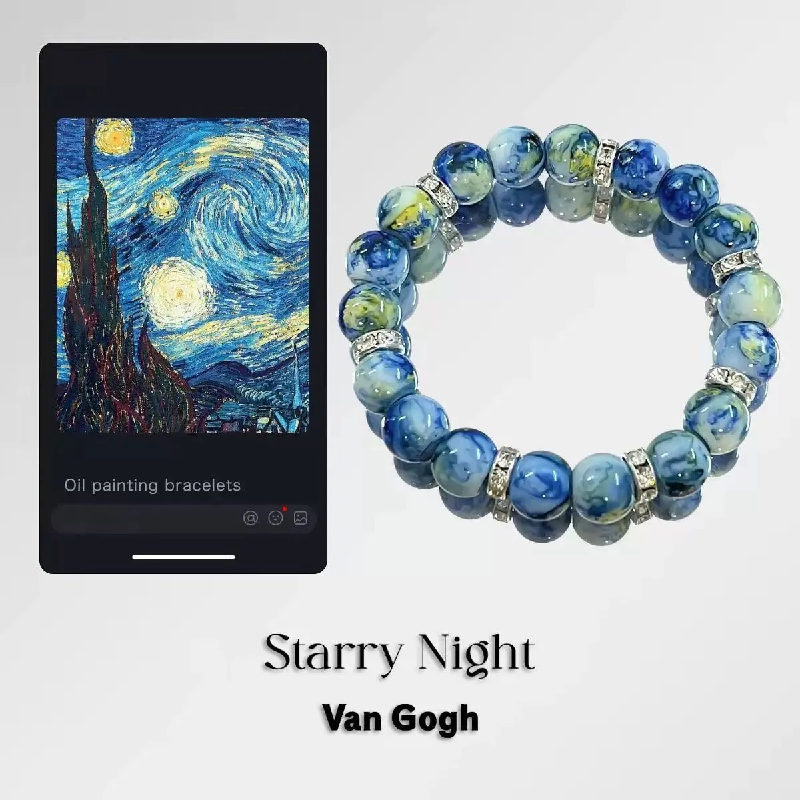 Feng Shui Van Gogh Starry Night Lucky Beaded Bracelet for Women