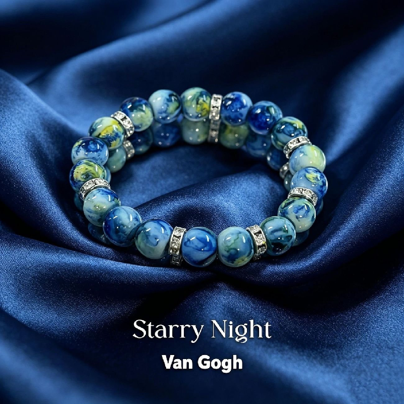 Feng Shui Van Gogh Starry Night Lucky Beaded Bracelet for Women